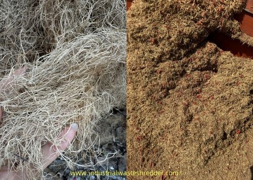 Últimas notícias da empresa sobre Peças de corte de fibra de coco, fibra final usada para fazer tijolos de coco, máquina de trituração de fibra de coco